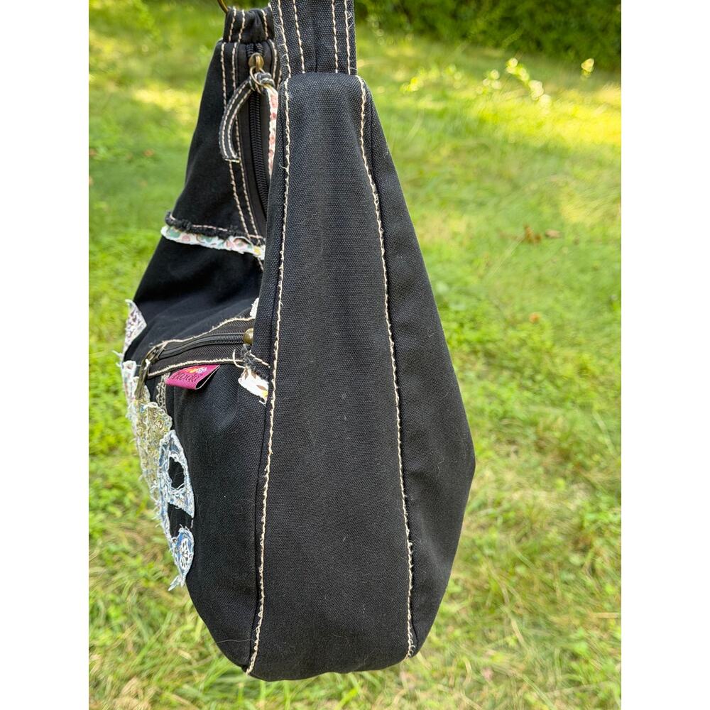 Mudd LOVE Patchwork Canvas Hobo Bag Boho Y2K Adjustable Strap - Picture 7 of 10